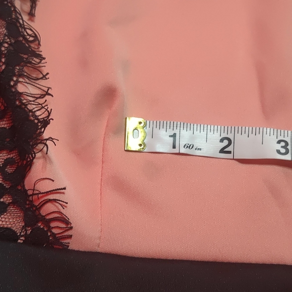 Danbee Tank Top Women's Small Pink Black Lace Sleeveless Round Neck Peplum Shirt - Picture 4 of 11